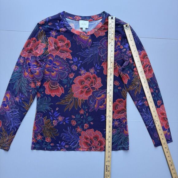 JADE Johnny Was Natalie Long Sleeve Mesh Top Woman Large Floral Whimsical Fairy - Picture 4 of 9
